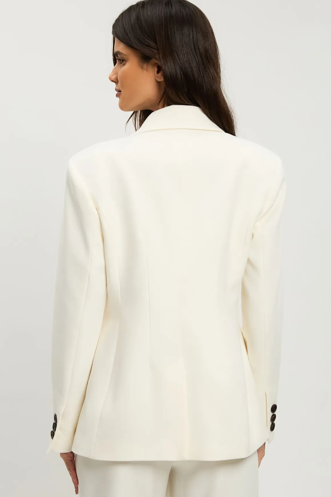 Blazer Ajusté Petite Taille Cintré Stretch Compact À Simple Boutonnage