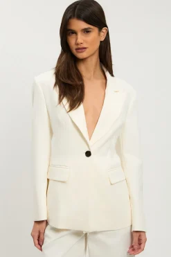 Blazer Ajusté Petite Taille Cintré Stretch Compact À Simple Boutonnage