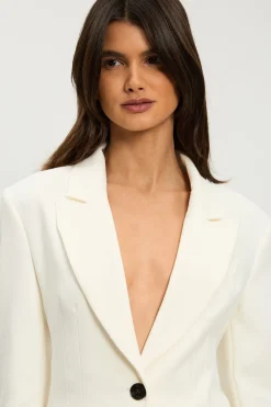 Blazer Ajusté Petite Taille Cintré Stretch Compact À Simple Boutonnage
