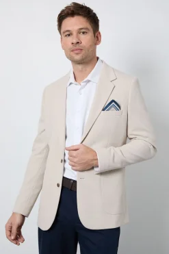 Blazer Ajusté À Poches Plaquées En Piqué Neutre