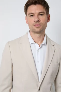 Blazer Ajusté À Poches Plaquées En Piqué Neutre