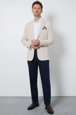 Blazer Ajusté À Poches Plaquées En Piqué Neutre