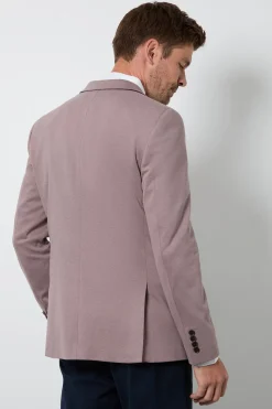Blazer Ajusté Rose Poudré À Tissage Œil-de-perdrix