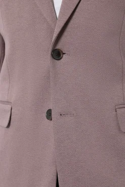 Blazer Ajusté Rose Poudré À Tissage Œil-de-perdrix