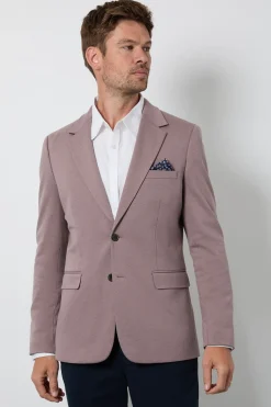 Blazer Ajusté Rose Poudré À Tissage Œil-de-perdrix