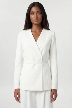 KarenMillen Blazer Ajusté Sans Col En Viscose Stretch Compacte<Femme Tailleurs|Blazers