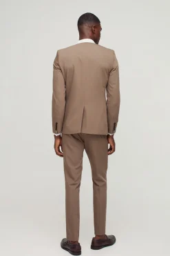Blazer ajusté sans col à simple boutonnage