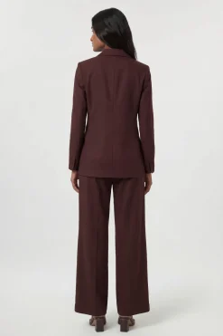 Blazer Ajusté À Simple Boutonnage En Mélange Tencel