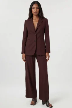 Blazer Ajusté À Simple Boutonnage En Mélange Tencel