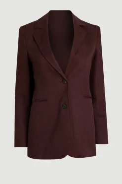 Blazer Ajusté À Simple Boutonnage En Mélange Tencel