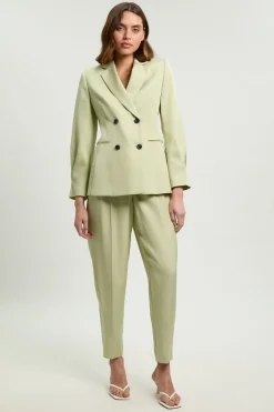 Blazer Ajusté À Simple Boutonnage En Mélange De Lin Poli