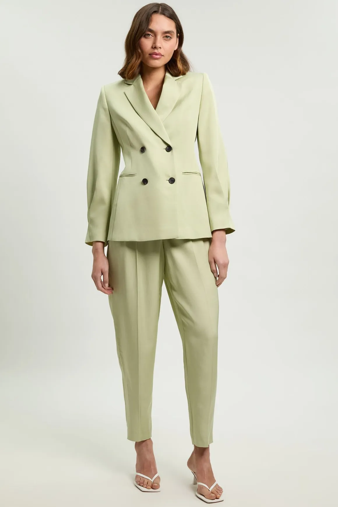 Blazer Ajusté À Simple Boutonnage En Mélange De Lin Poli