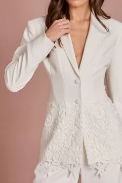 Coast Blazer Ajusté À Simple Boutonnage Avec Finition En Dentelle<Femme Tailleurs|Satin Et Dentelle