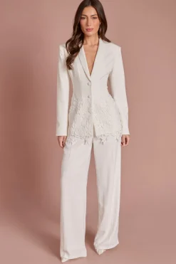 Coast Blazer Ajusté À Simple Boutonnage Avec Finition En Dentelle<Femme Tailleurs|Satin Et Dentelle