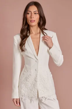 Coast Blazer Ajusté À Simple Boutonnage Avec Finition En Dentelle<Femme Tailleurs|Satin Et Dentelle