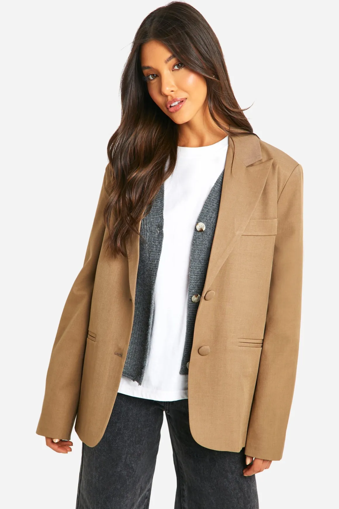Blazer ajusté à simple boutonnage, coupe décontractée