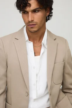 boohooMAN Blazer ajusté à simple boutonnage en sergé avec détail de poche<Homme Costumes Et Tenues Formelles