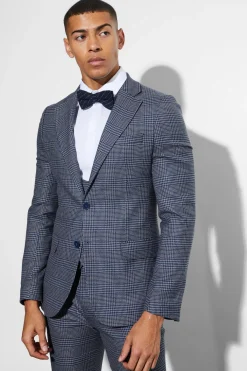 boohooMAN Blazer ajusté, simple boutonnage, à carreaux<Homme Costumes Et Tenues Formelles