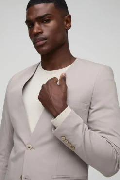 boohooMAN Blazer ajusté skinny sans col à simple boutonnage<Homme Costumes Et Tenues Formelles