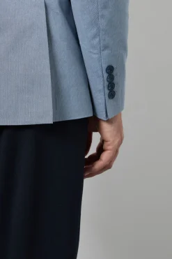 Blazer Ajusté Texturé Bleu
