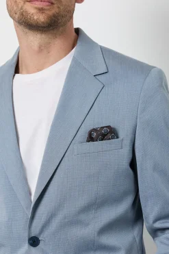 Blazer Ajusté Texturé Bleu