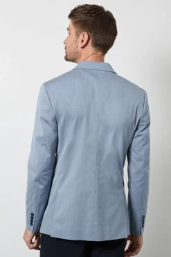 Blazer Ajusté Texturé Bleu