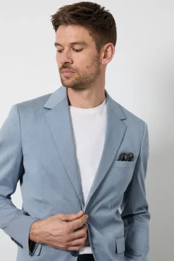 Blazer Ajusté Texturé Bleu