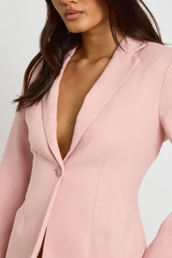 Blazer Aspect Lin Taille Cintrée
