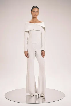 Blazer Asymétrique Ajusté En Viscose Stretch Compacte