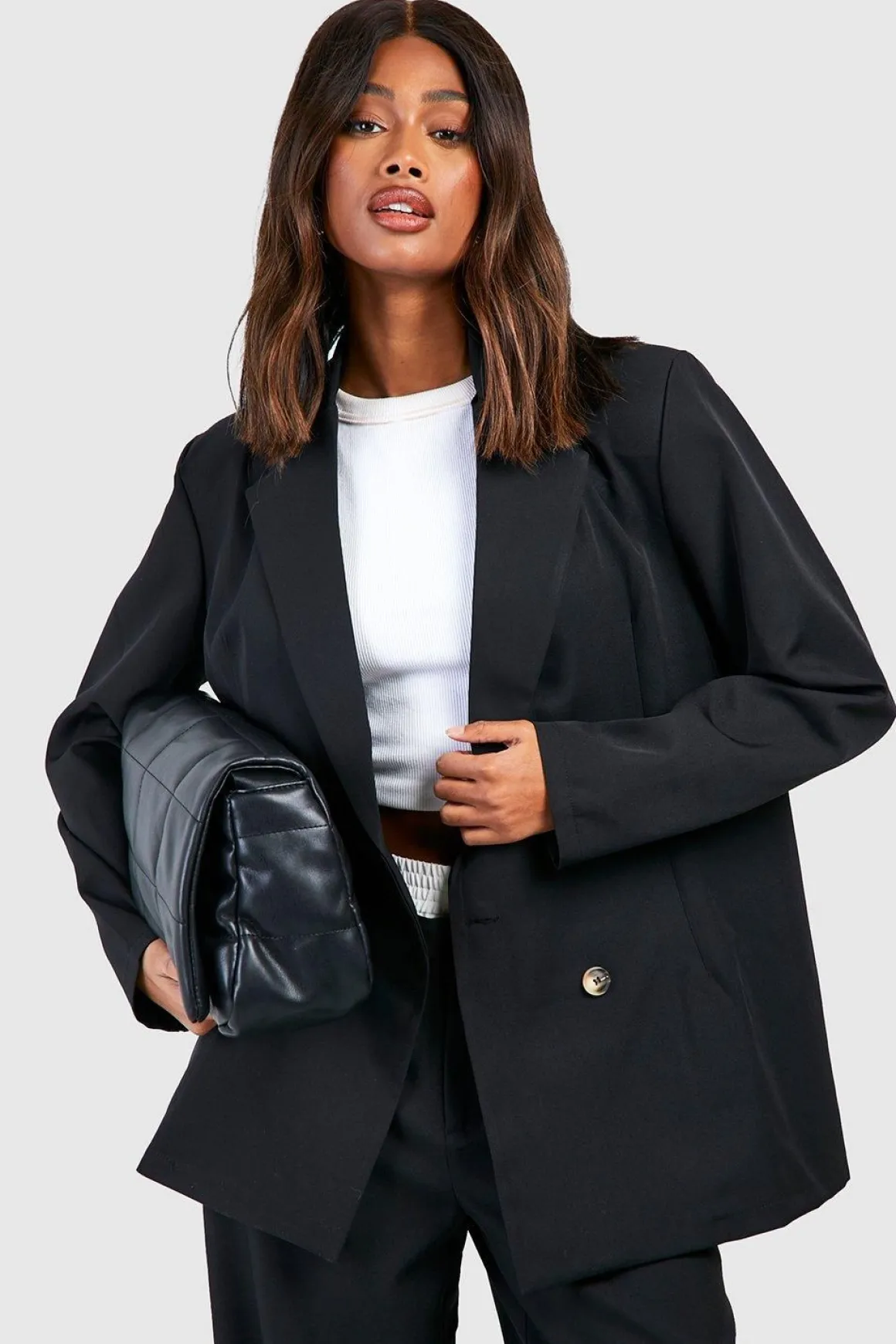Blazer basique surdimensionné à double boutonnage