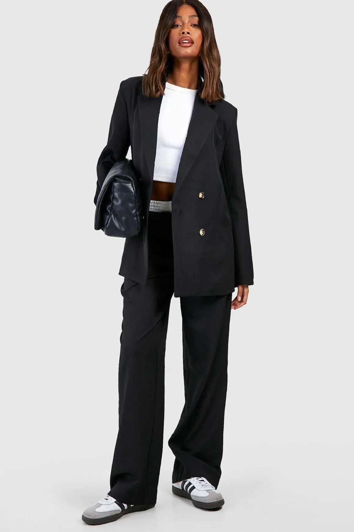 Blazer basique surdimensionné à double boutonnage
