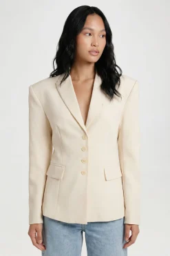 boohoo Blazer Boutonné À Détails De Coutures<Femme Tailleurs|Tons Neutres