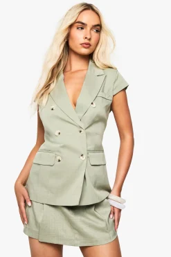 Blazer à boutons, manches cap, motif écaille de tortue