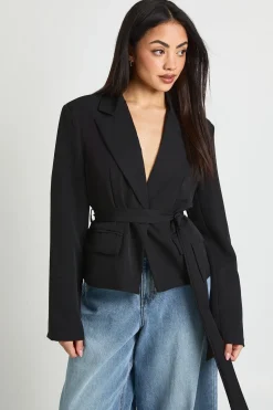 Blazer Boxy Avec Ceinture À Nouer