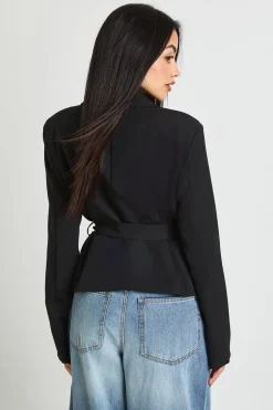 Blazer Boxy Avec Ceinture À Nouer