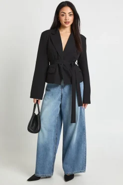 Blazer Boxy Avec Ceinture À Nouer