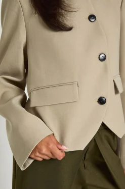 Blazer Boxy Col Montant À Ourlet Courbe