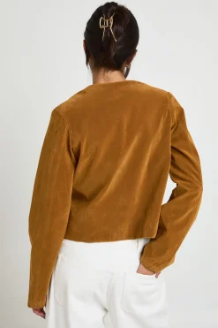 Blazer Boxy à Col Rond en Synthétique