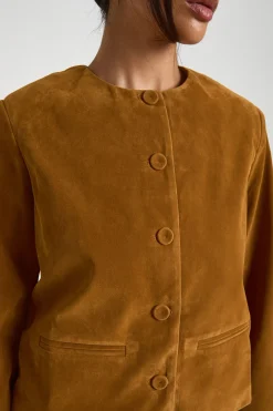 Blazer Boxy à Col Rond en Synthétique