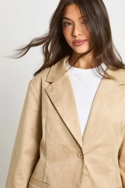 Blazer boxy oversize en suédé synthétique