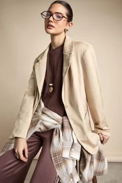 Blazer boxy oversize en suédé synthétique