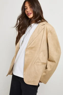 Blazer boxy oversize en suédé synthétique