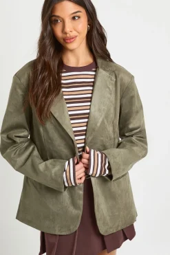 Blazer boxy oversize en suédé synthétique