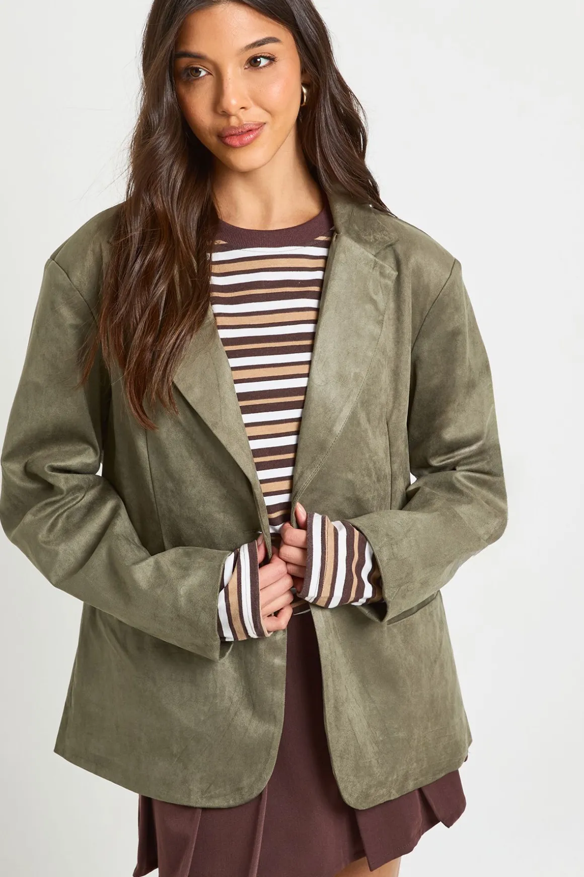 Blazer boxy oversize en suédé synthétique