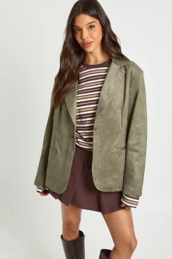 Blazer boxy oversize en suédé synthétique