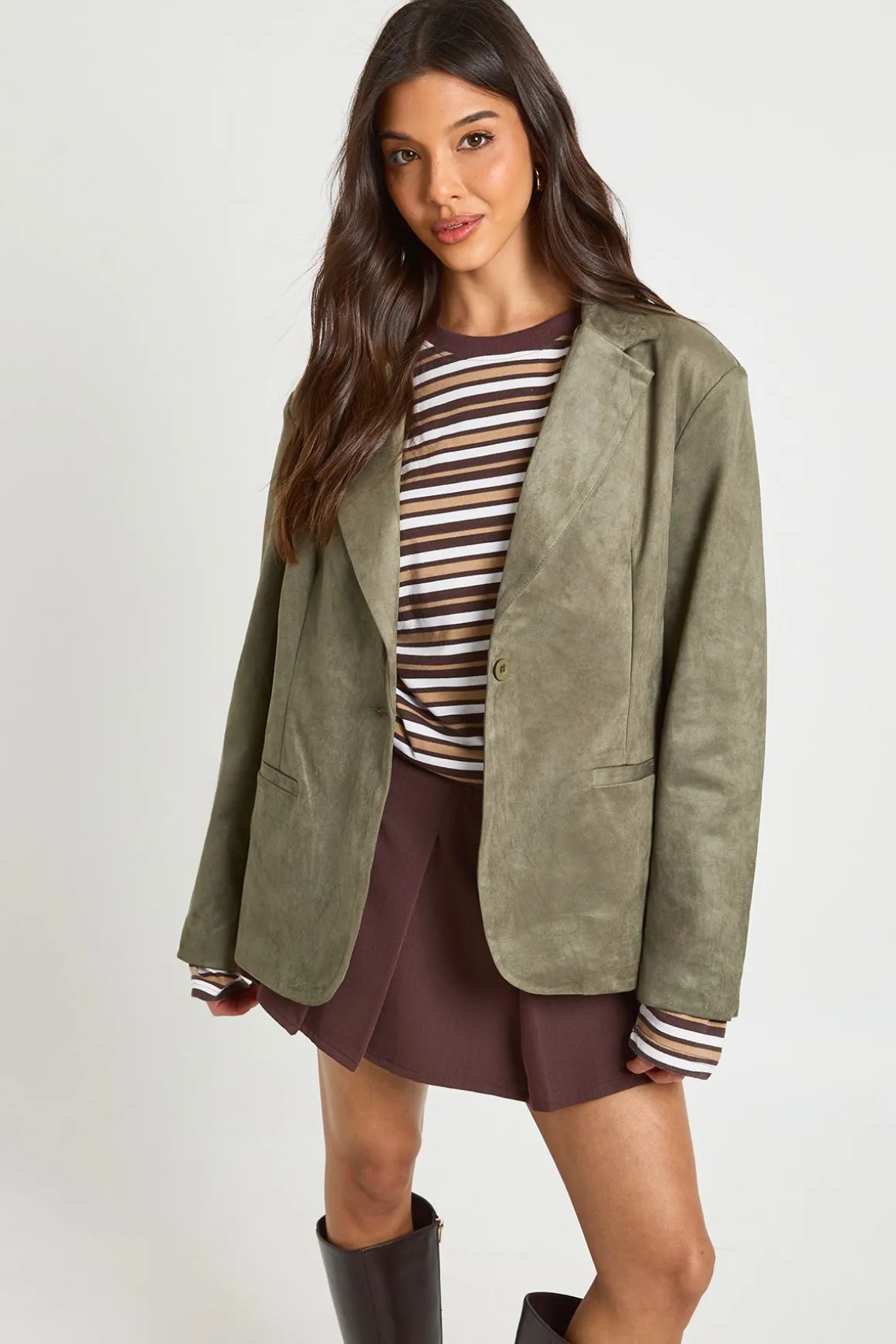 Blazer boxy oversize en suédé synthétique