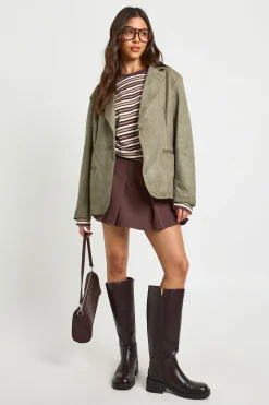 Blazer boxy oversize en suédé synthétique