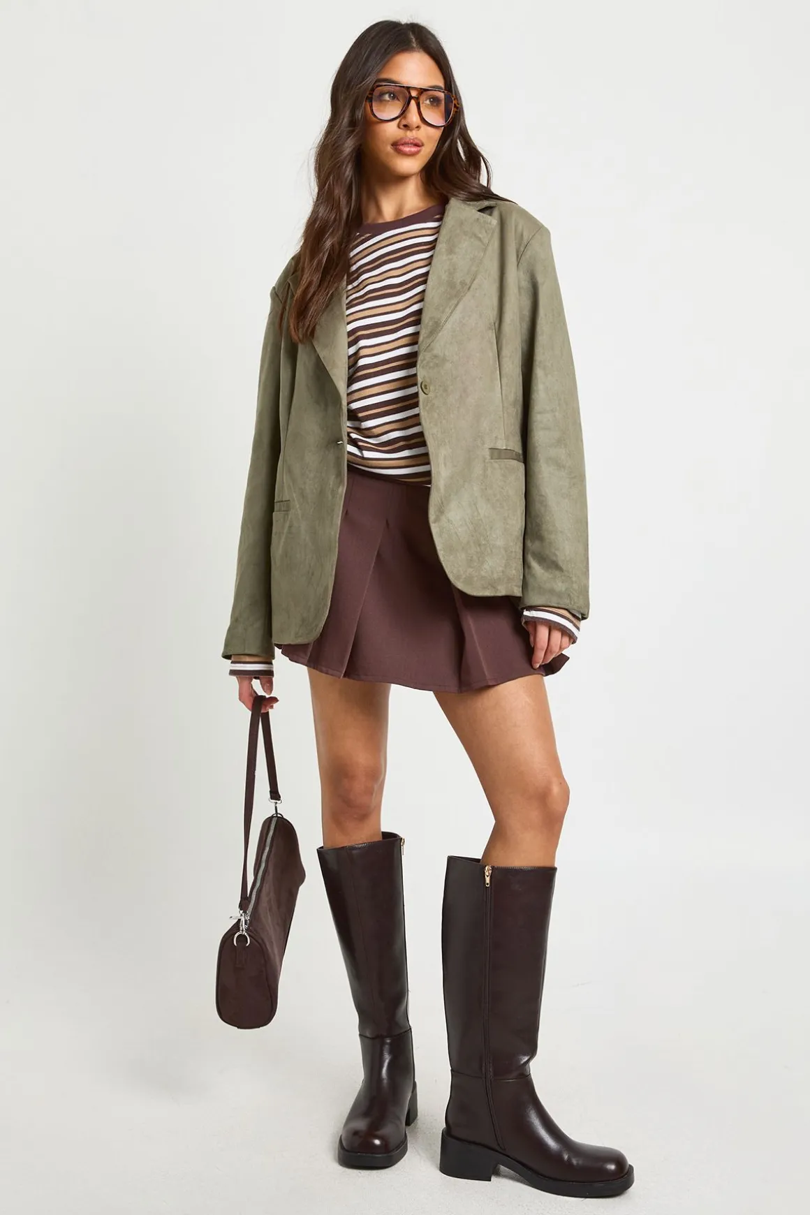 Blazer boxy oversize en suédé synthétique