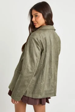 Blazer boxy oversize en suédé synthétique