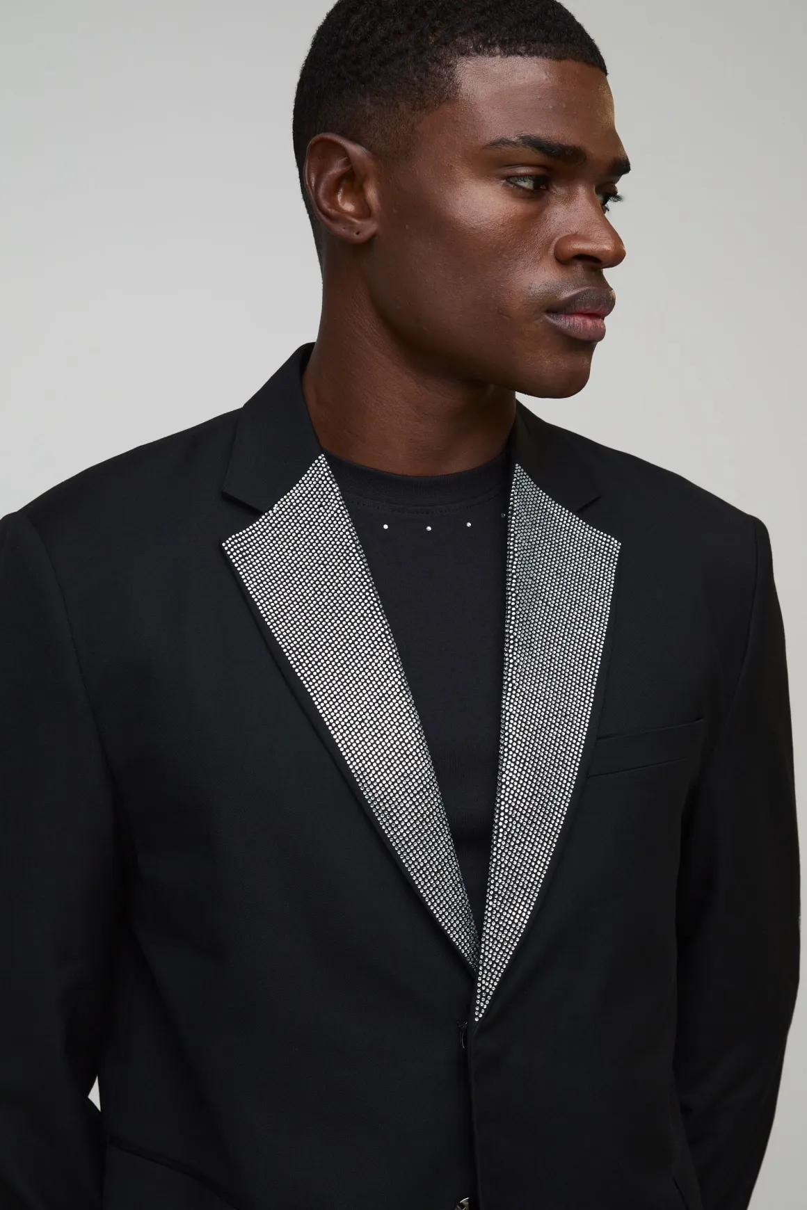 Blazer boxy surdimensionné orné de strass